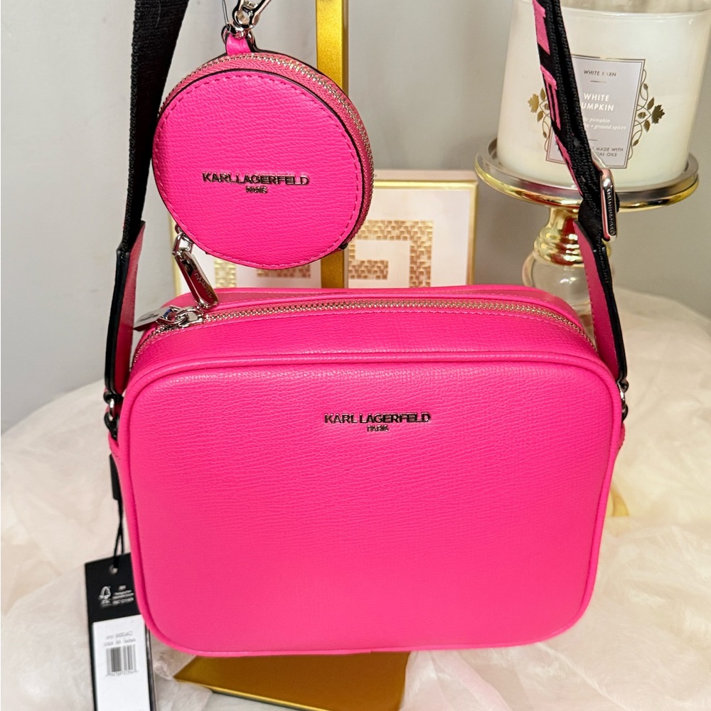 NWT Karl Lagerfeld Pink Crossbody Bag with matching coin purse - Picture 5 of 14